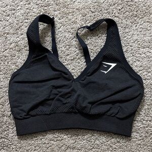 Gymshark Black Seamless Adjustable-Strap Sports Bra